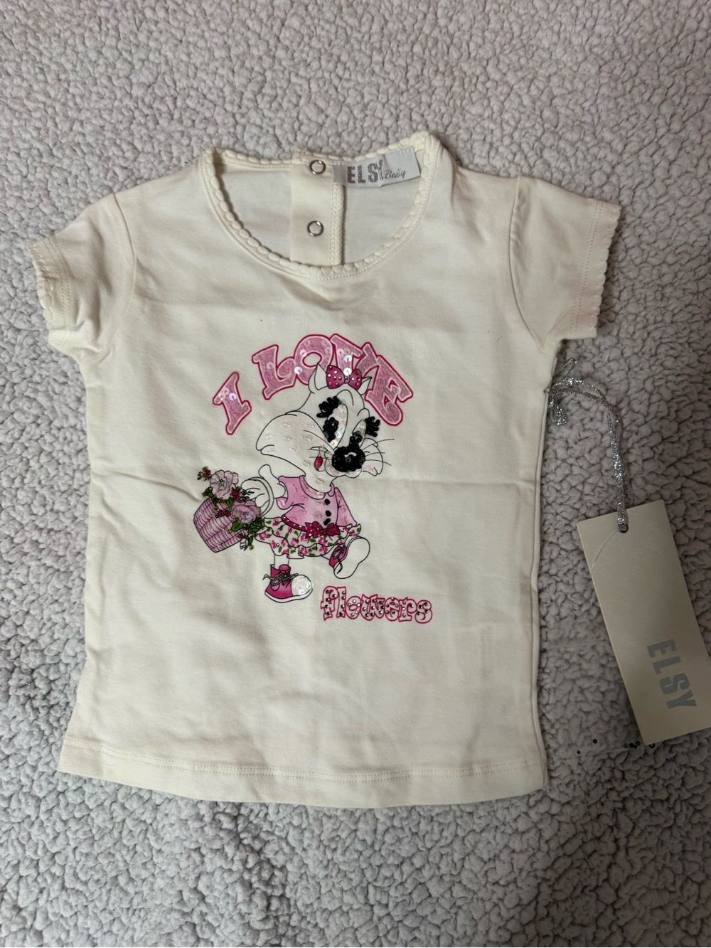 elsy baby top baby Girls' 'I Love Flowers' Graphic Tee nwt